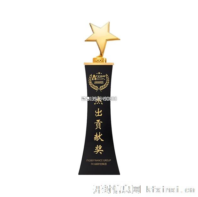 星光闪耀 奖杯水晶金属五角星创意刻字团队 新款柱形比赛颁奖水晶